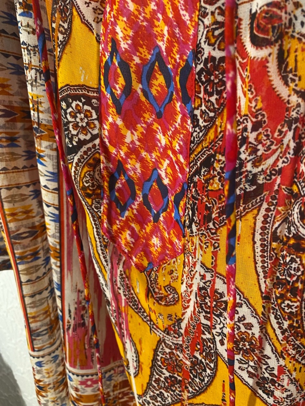 fig and flower Boho Paisley Tunic - Red, Yellow, Pink Size 2X Sheer Ethereal - Picture 3 of 6